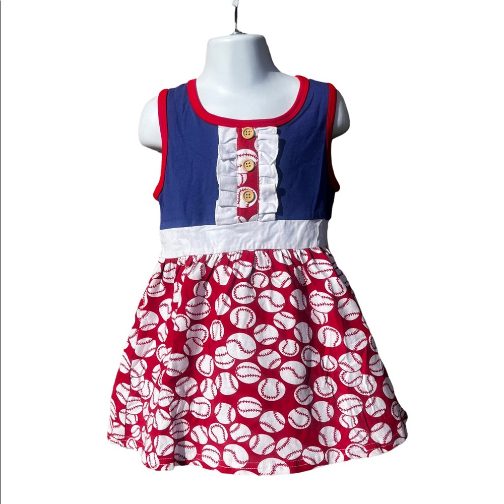 Baseball tank dress for toddler